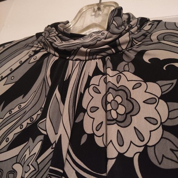 Le Château Vintage Grey & Black Paisley Print Minidress - Picture 2 of 5